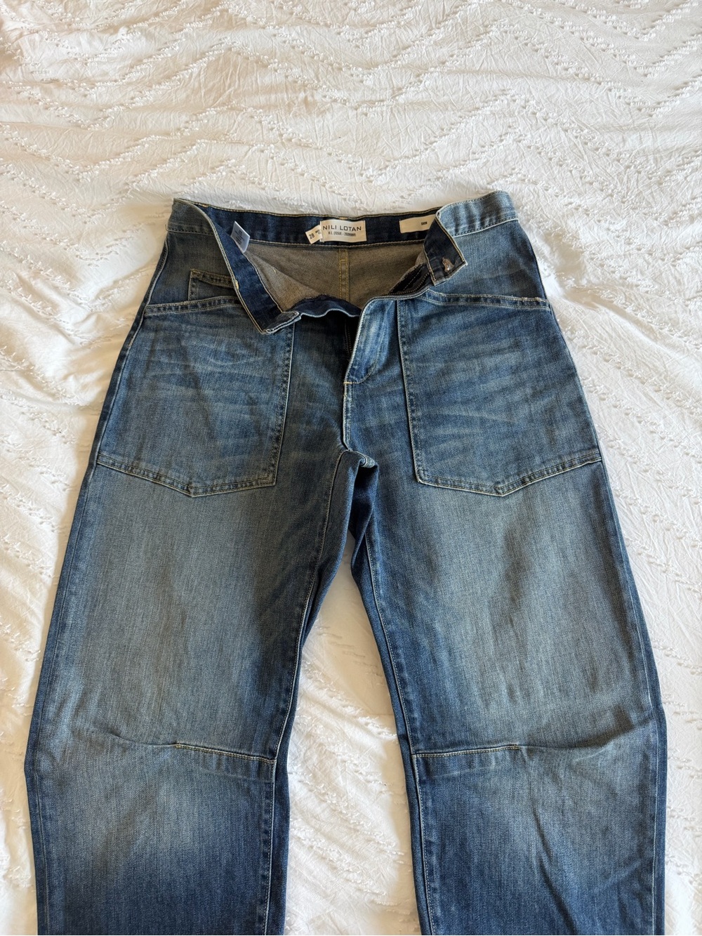 Nili Lotan Blue Relaxed Straight Denim Jeans